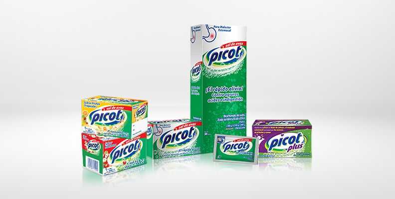 Picot® Auxiliar en el alivio del reflujo, acidez e indigestión.
